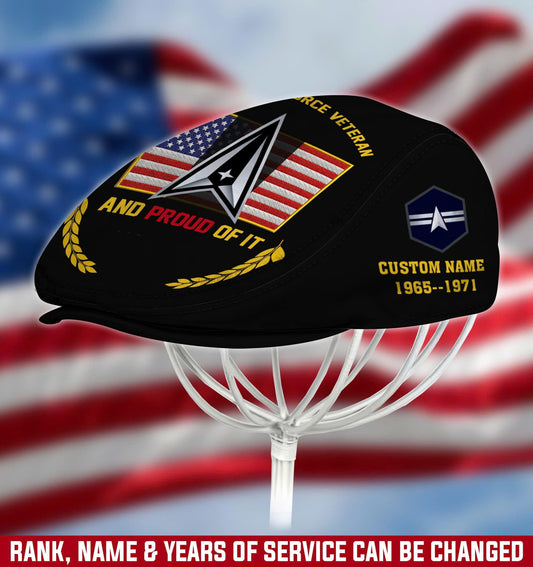 Personalized U.S Space Force Hat, U.S Space Force Veteran Flat Cap Newsboy Hat Ivy Gatsby Cap, Driving Hat, Golf Hat Space Force Custom Rank