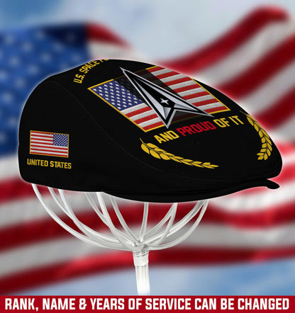 Personalized U.S Space Force Hat, U.S Space Force Veteran Flat Cap Newsboy Hat Ivy Gatsby Cap, Driving Hat, Golf Hat Space Force Custom Rank