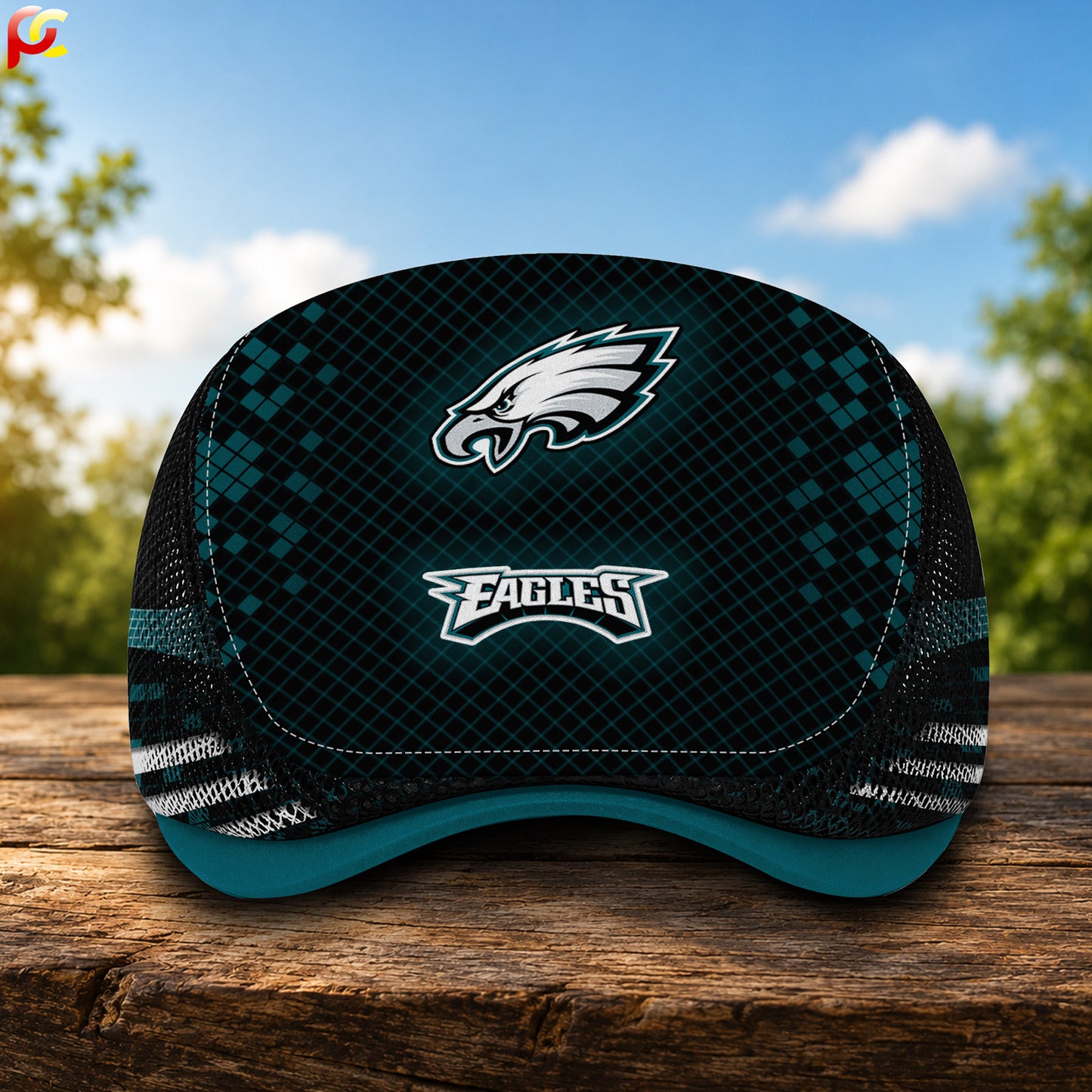 25PE Mesh Flat Cap, Golf Mesh Cap NFL03