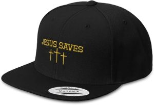 Speedy Pros Snapback Hats for Men & Women Jesus Saves Gold Embroidery Flat Bill Baseball Cap