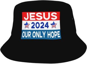 Jesus 2024 Our Only Hope Bucket Hats for Women Men Packable Fisherman Summer Beach Sun Cap Hat Black
