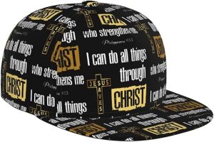 Jesus Cross Snapback Hat for Men Women,Unisex Hip Hop Baseball Cap Flat Bill Brim Hats