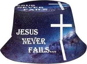 Chirstian Cross Bucket Hats Summer Travel Beach Sun Protection Hats Outdoor Jesus Cross Fisherman Cap for Men Women