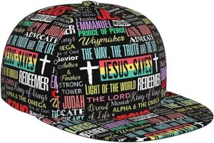 Jesus Baseball Cap for Men Adjustable Flat Bill Brim Cap for Travel Hiking and Outdoor Sports